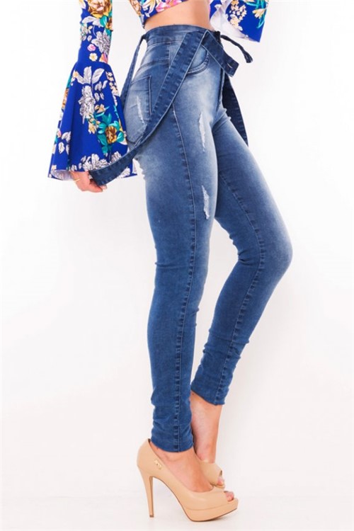 Calça Feminina Jeans com Suspensório CL0504 - Kam Bess