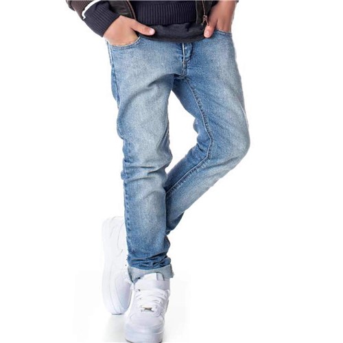 Calça Infantil Menino em Jeans Claro com Elastano Skinny Johnny Fox 4t