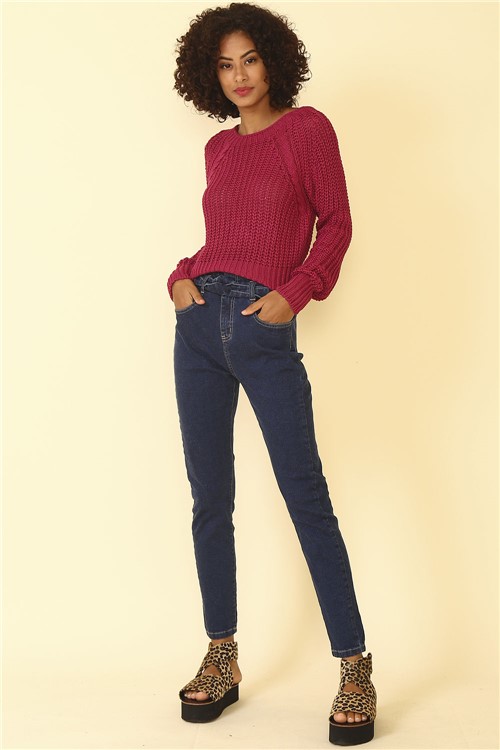 Calça Jeans com Amarração - Jeans Tamanho: 36