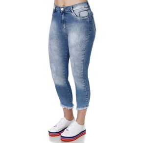 Calça Jeans Cropped Feminina Azul 40