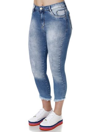 Calça Jeans Cropped Feminina Azul