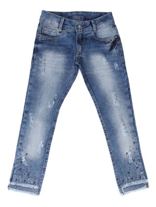 Calça Jeans Cropped Juvenil para Menina - Azul