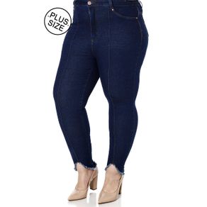 Calça Jeans Cropped Plus Size Feminina Azul 44
