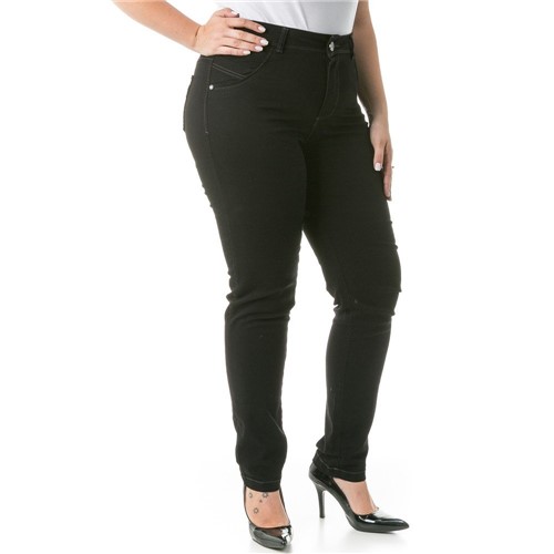 Calça Jeans Feminina Cigarrete Black Denim Plus Size
