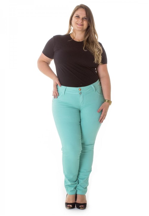 Calça Jeans Feminina Cigarrete Jet Color Plus Size