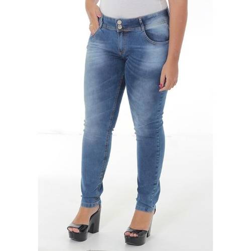 Calça Jeans Feminina Cigarrete Plus Size Handara 1754576 Azul Claro 52