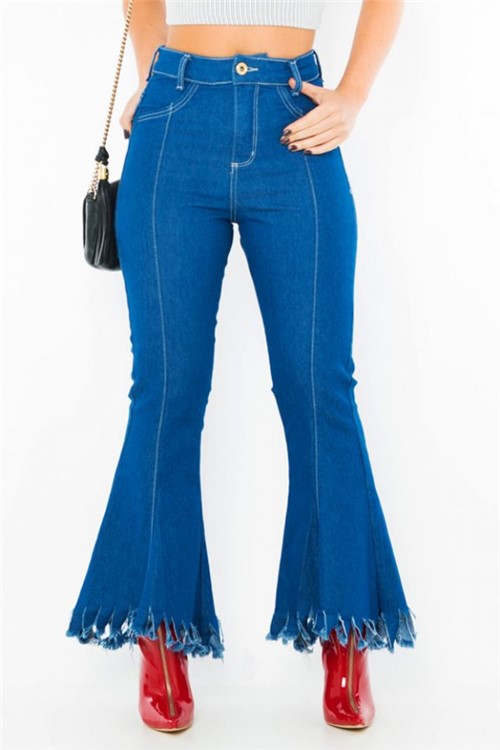 Calça Jeans Feminina Cropped Flare Desfiada CL0558 - Kam Bess