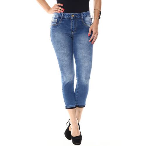Calça Jeans Feminina Cropped Levanta Bumbum - 245525 Azul 34