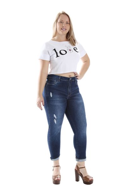 Calça Jeans Feminina Cropped Plus Size - 258896 46