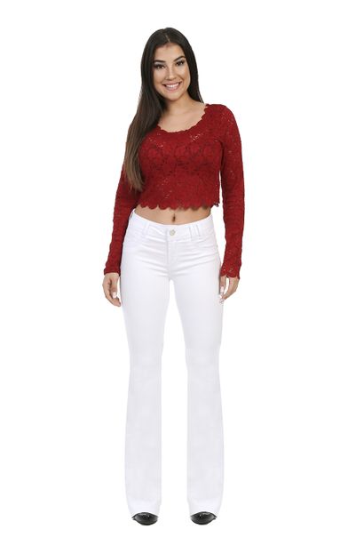 Calça Jeans Feminina Flare Branca - 260179 36