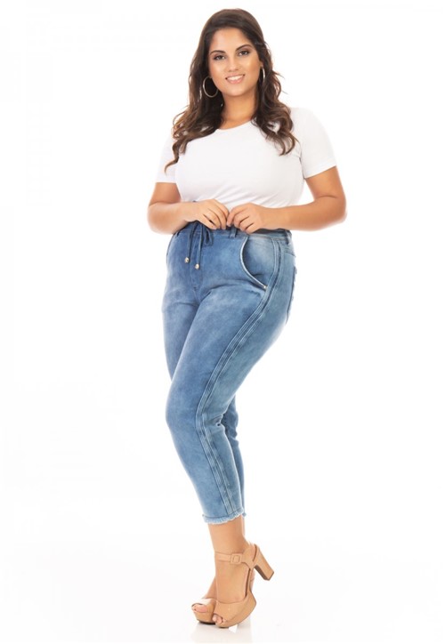 Calça Jeans Feminina Jogger Capri Plus Size