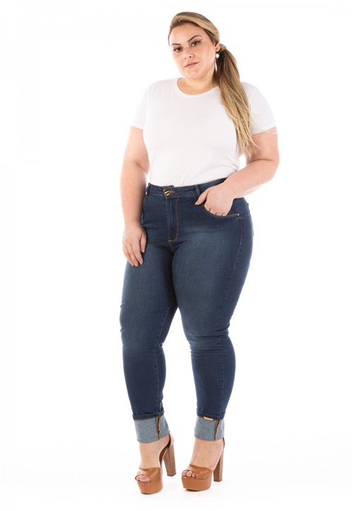 Calça Jeans Feminina Slin Fit com Elastano Plus Size