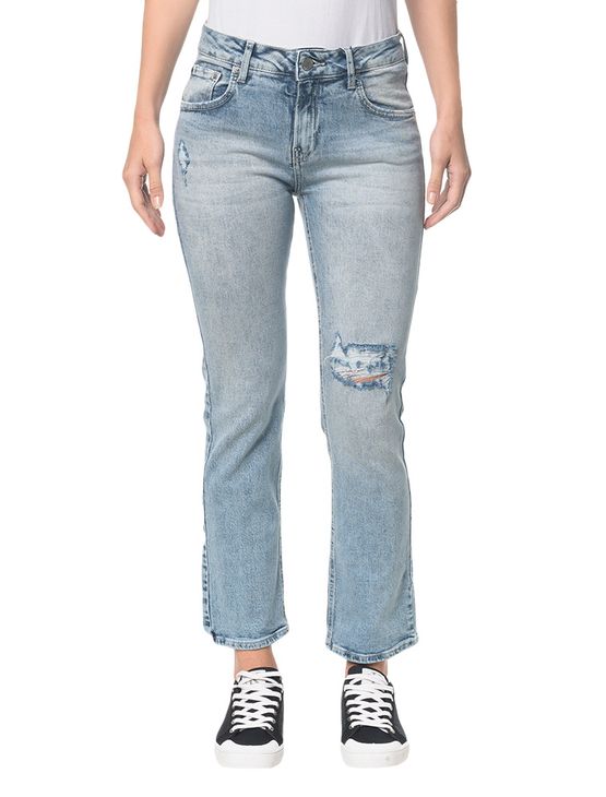 Calça Jeans Five Pockets Ckj 031 Mid Rise Straight - Azul Claro - 34