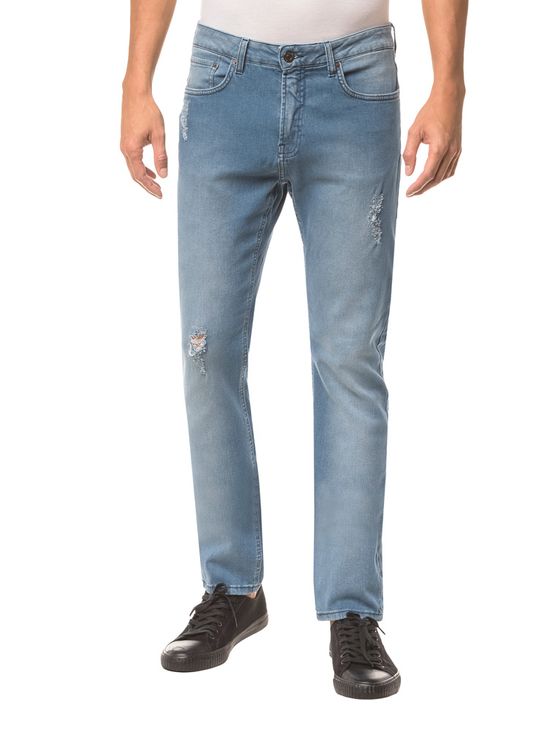 Calça Jeans Five Pockets Ckj 025 Slim Straight - Azul Claro - 36