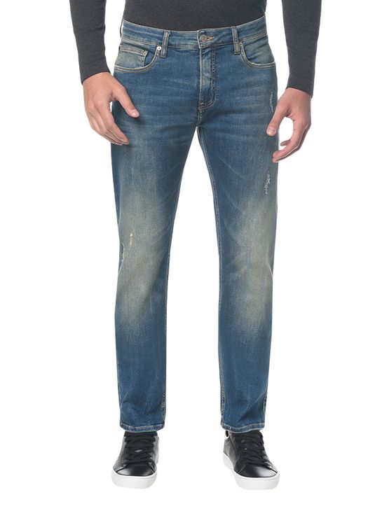 Calça Jeans Five Pockets Ckj 025 Slim Straight - Azul Médio - 36