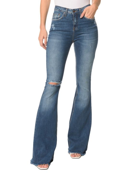 Calça Jeans Five Pockets Mid Rise Flare - 40