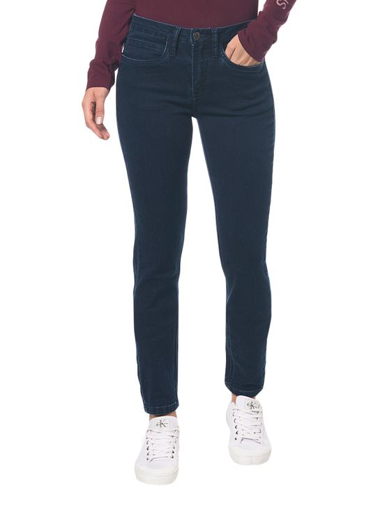 Calça Jeans Five Pockets Mid Rise Skinny - Marinho - 34