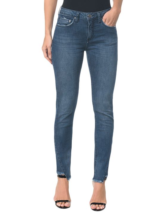 Calça Jeans Five Pockets Mid Rise Slim - Marinho - 34