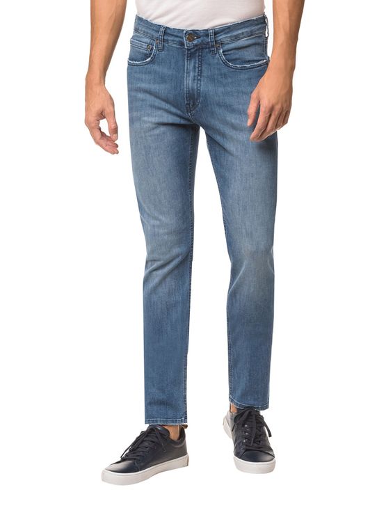 Calça Jeans Five Pockets Slim - Azul Médio - 36