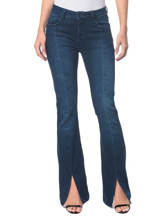Calça Jeans Five Pockets Slim Flare - Marinho - 36