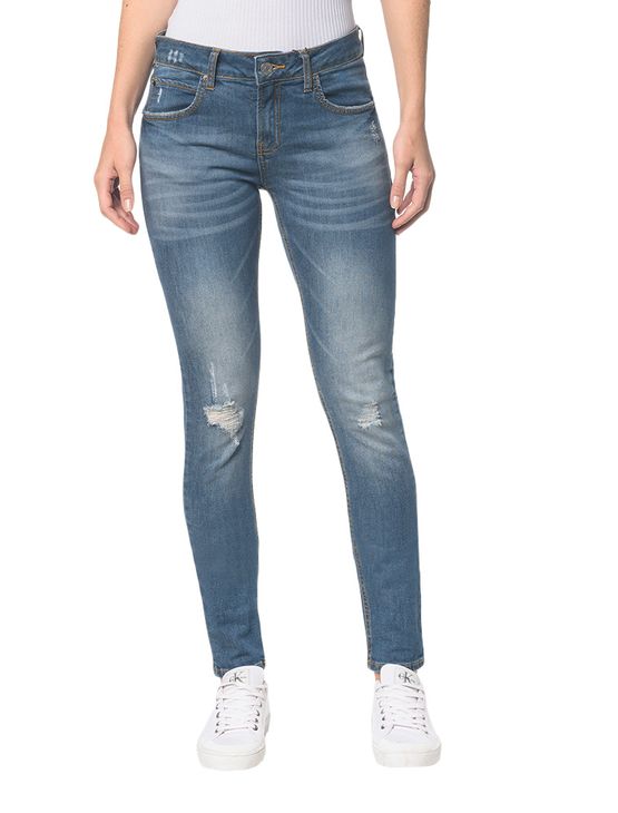 Calça Jeans Five Pocktes Mid Rise Slim CKJ 021 Mid Rise Slim - Azul Médio - 34