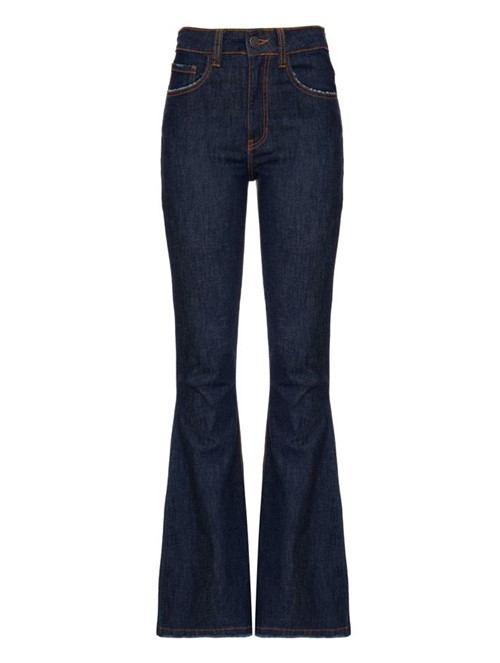 Calça Jeans Flare Pesponto de Algodão Azul Tamanho 34