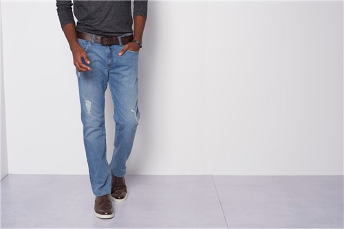 Calça Jeans Londres com Patch - Azul - 40