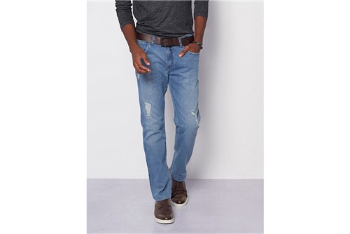 Calça Jeans Londres com Patch - Azul - 44