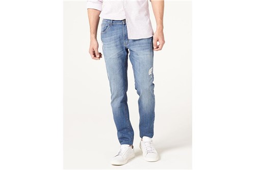 Calça Jeans Londres com Puídos - Azul - 44