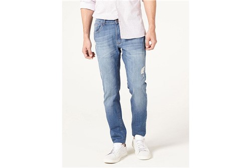 Calça Jeans Londres com Puídos - Azul - 42