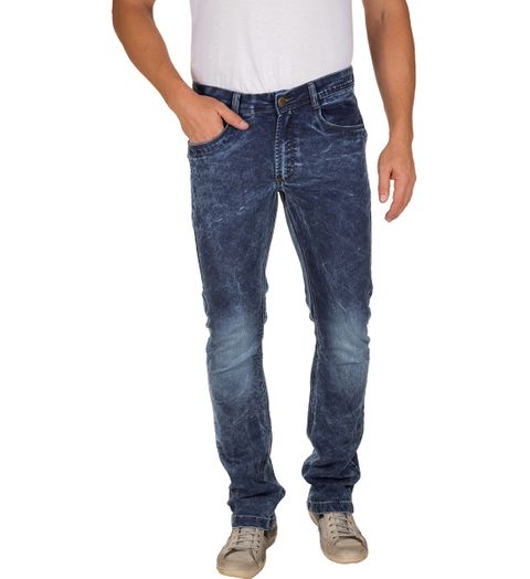 Calça Jeans Masculina Azul Escuro Texturizada - 38