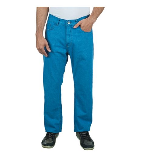Calça Jeans Masculina Azul Lisa - 46