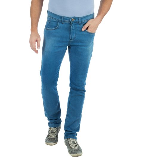 Calça Jeans Masculina em Moletom Azul - 42
