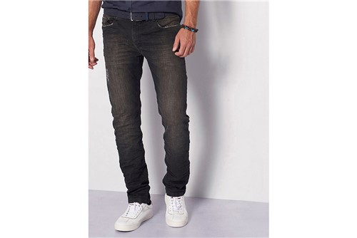 Calça Jeans Milão Black com Silk - Preto - 42