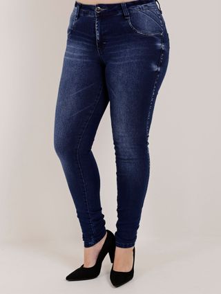 Calça Jeans Plus Size Feminina Amuage Azul