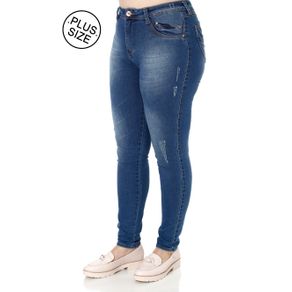 Calça Jeans Plus Size Feminina Azul 44