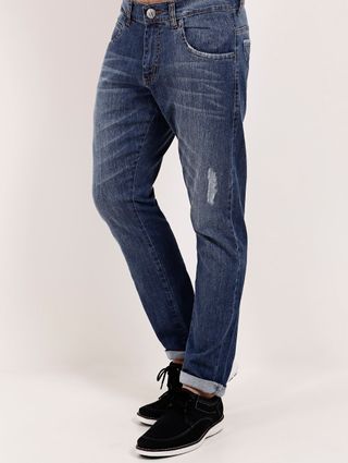 Calça Jeans Reta Masculina Azul