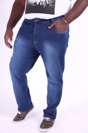 Calça Jeans Reta Masculina Blue Plus Size 54