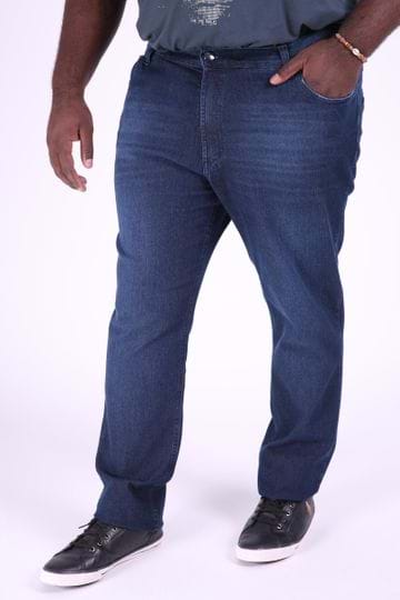 Calça Jeans Reta Masculina Confort Blue Plus Size 50