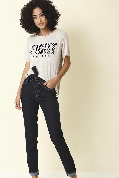 Calca Jeans Skinny com Amarração - Jeans Tamanho: 36