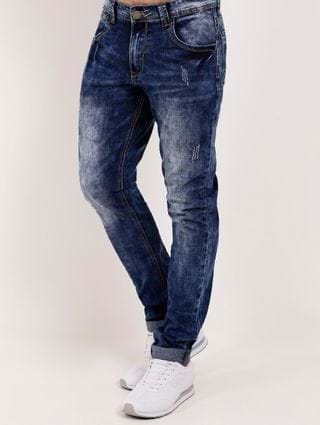 Calça Jeans Skinny Masculina Azul