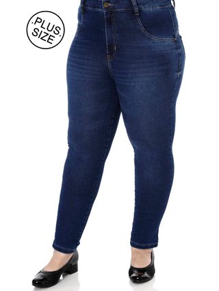 Calça Jeans Skinny Plus Size Feminina Amuage Azul
