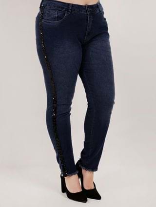 Calça Jeans Skinny Plus Size Feminina Azul