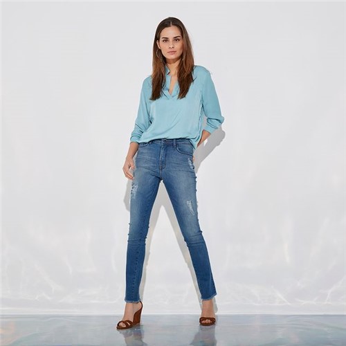Calça Jeans Skinny Rasgos Premium AZUL MEDIO/46