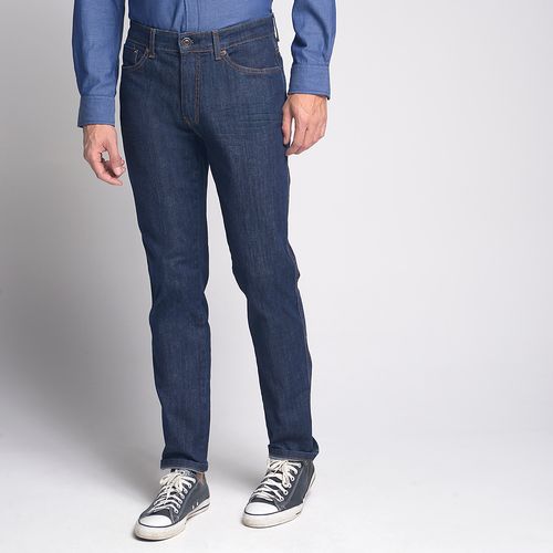 Calça Jeans Slim Bigode Azul Escuro - 42