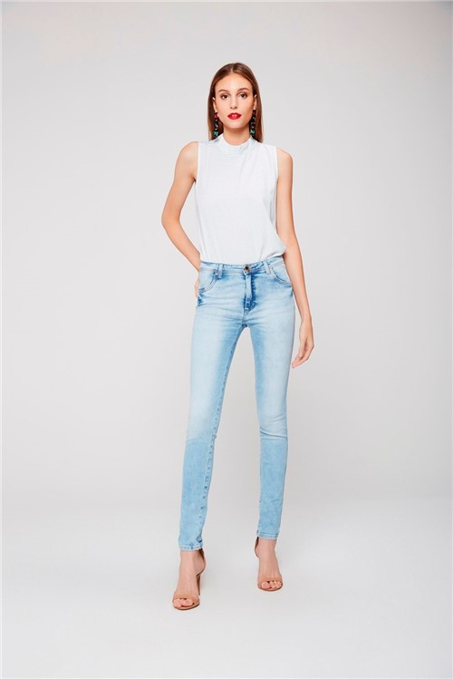 Calça Jegging Jeans com Pala Arredondada