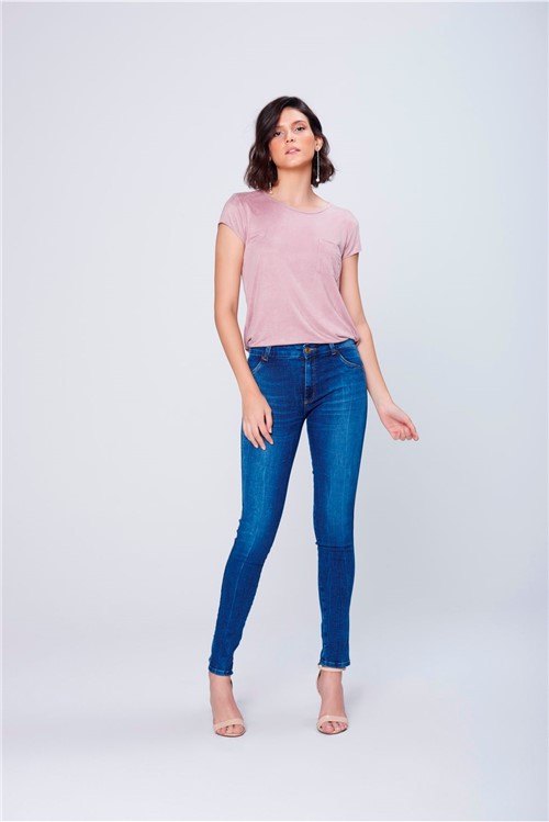 Calça Jegging Jeans com Pala Arredondada