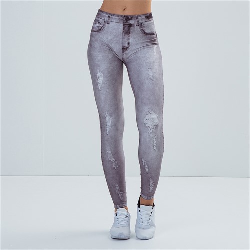 Calça Legging Feminina Printed Jeans Gray