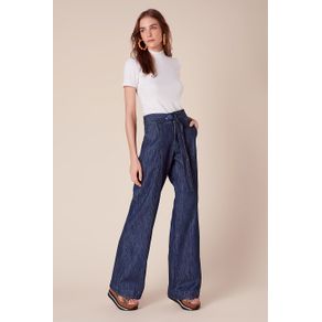 Calça Pantalona Amarração Jeans - 42