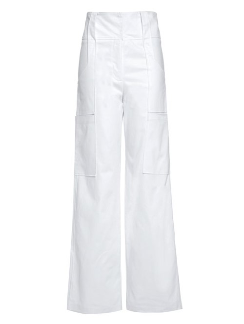 Calça Pantalona Bolsos de Algodão Branca Tamanho 34